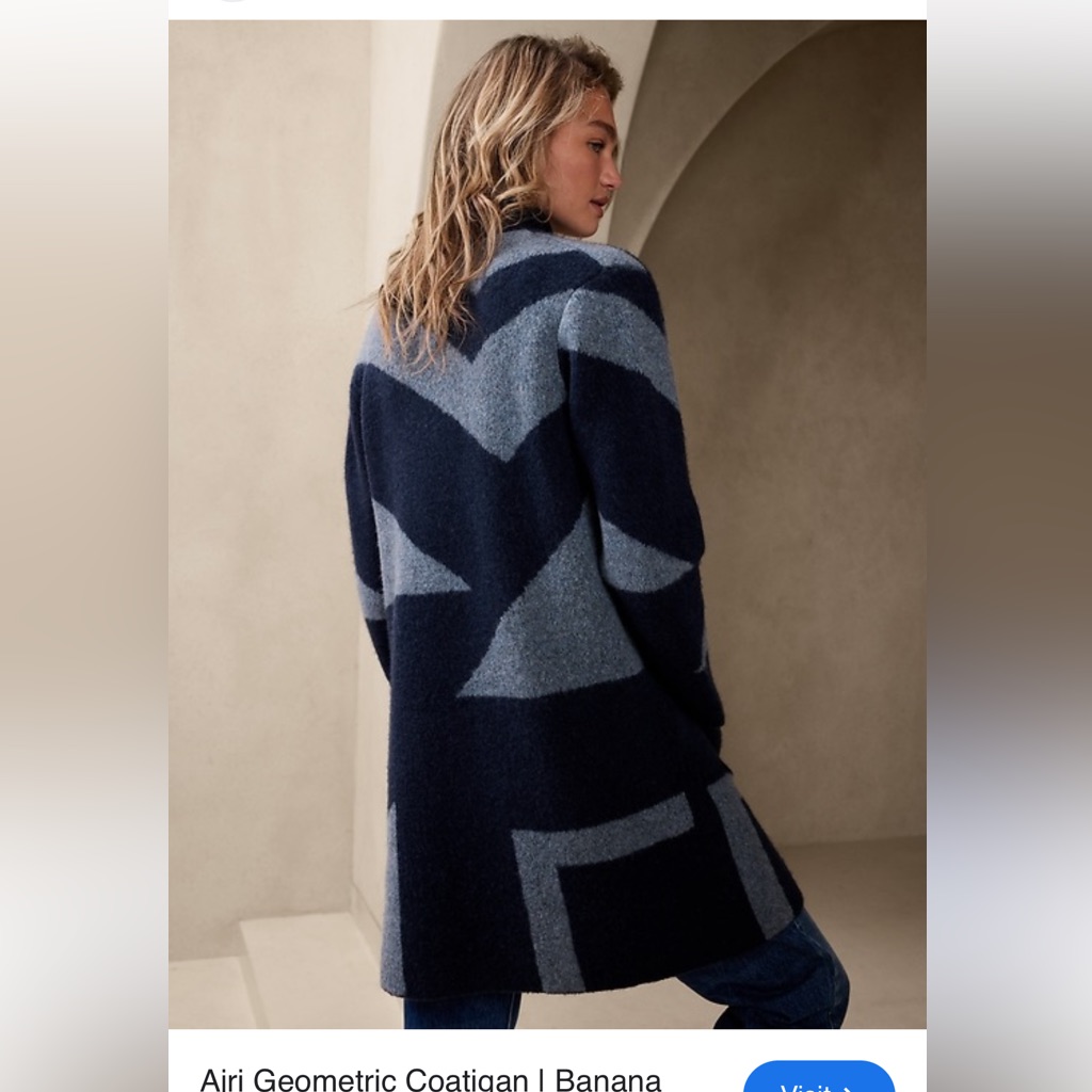 Banana Republic Ajri Geometric Wool Blend Coatigan